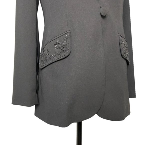 Vintage 90s Braemar Jeremy Scott Black Beaded Blazer - Picture 5 of 8
